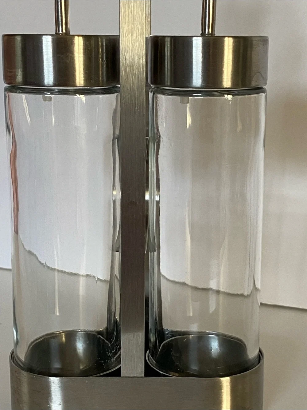 IKEA ORTFYLLD Glass Set Oil & Vinegar Cruet Stainless Steel Silver Brushed